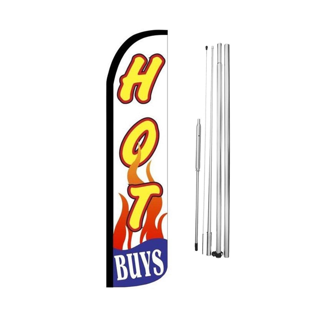 Hot Buys Swooper Flutter Windless Feather Flag | 3ft W x 11.5ft Tall