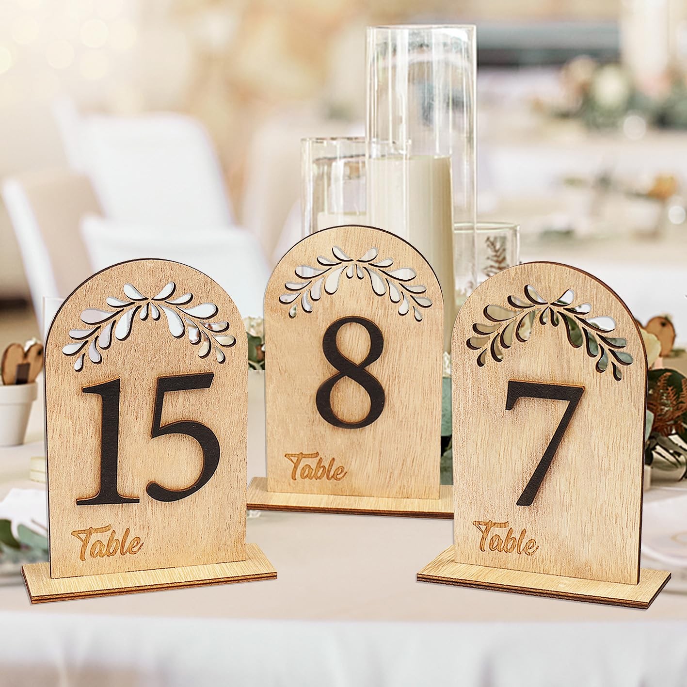 10 PCS Wooden Wedding Reception Table Numbers 110 Light Wood B Markers