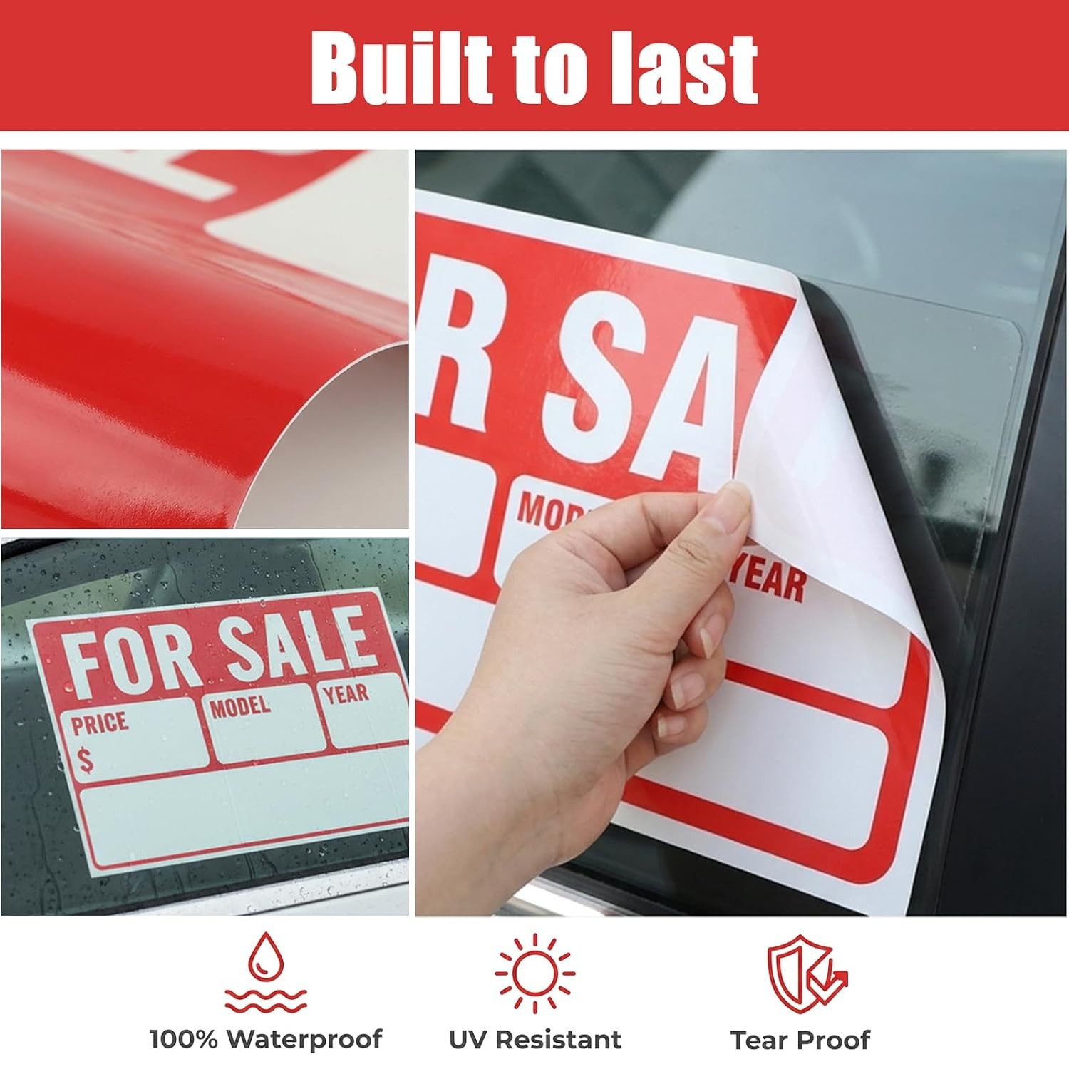 Blank & Fill-in Waterproof Car Sale Signs 6 Pcs For Sale Templates