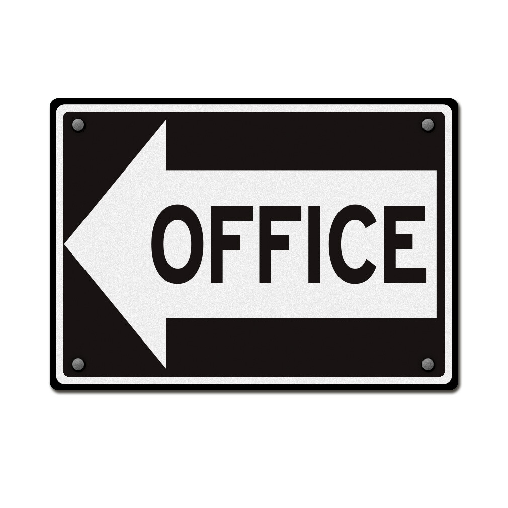 Aluminum Horizontal Metal Sign Office Left Arrow Business Directional Black