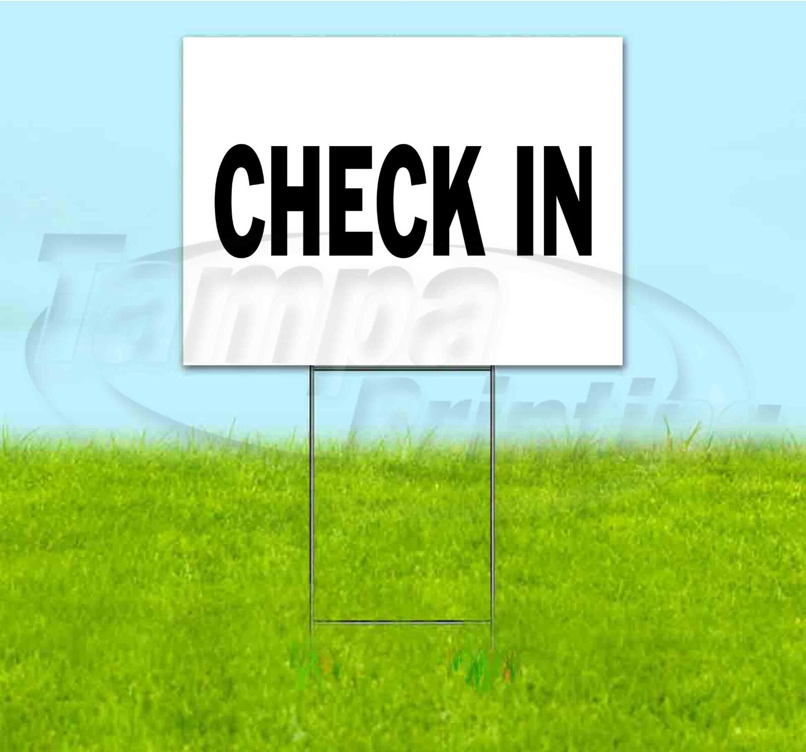 CHECK IN 18×24 Yard Sign WITH STAKE Corrugated Bandit DIRECTIONAL