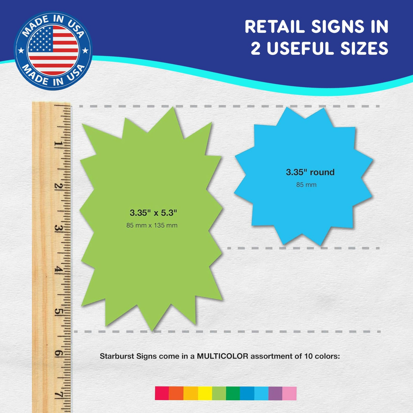 80 pcs Starburst Signs Multicolor Blank Tags in 2 Sizes for Retail Sales US M…