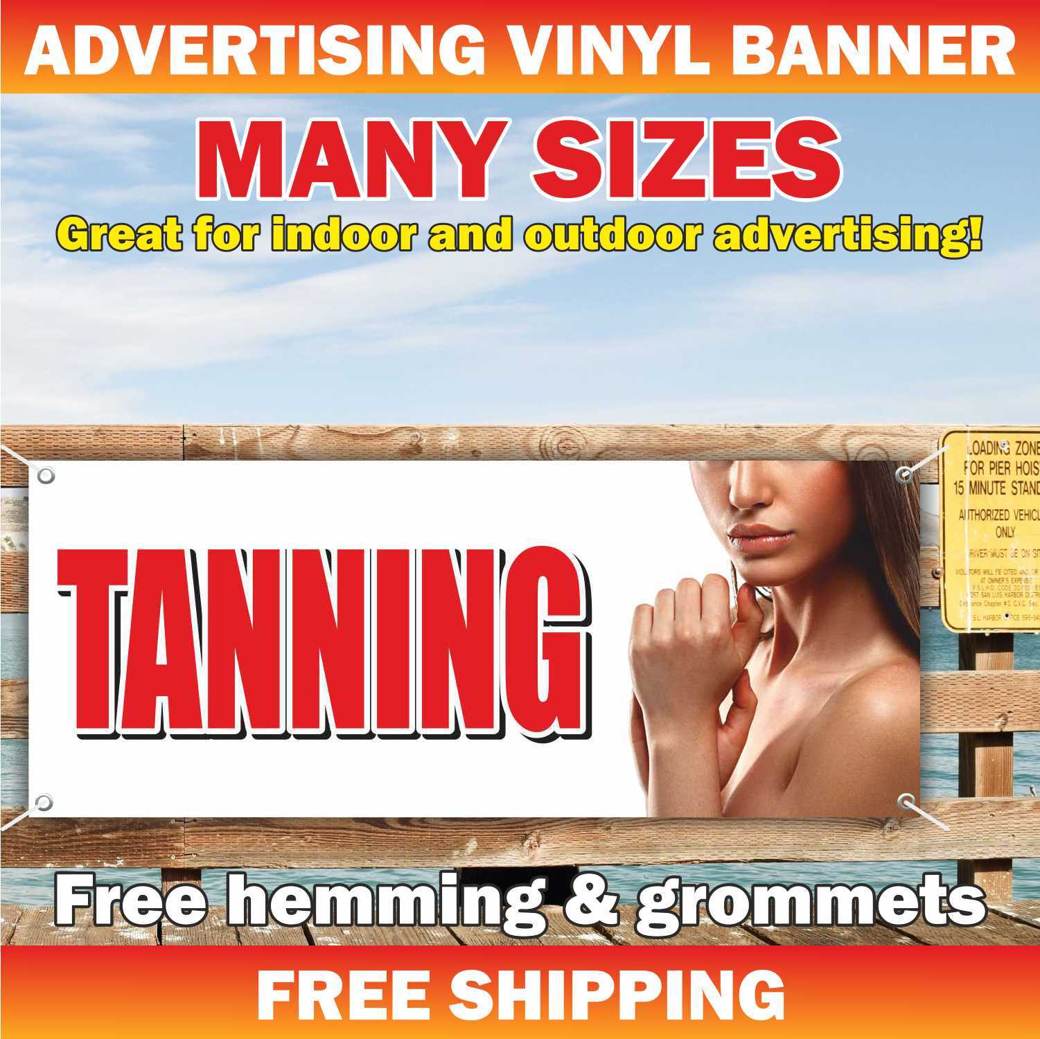 TANNING Advertising Banner Vinyl Mesh Sign spa salon beauty nails manicure tan