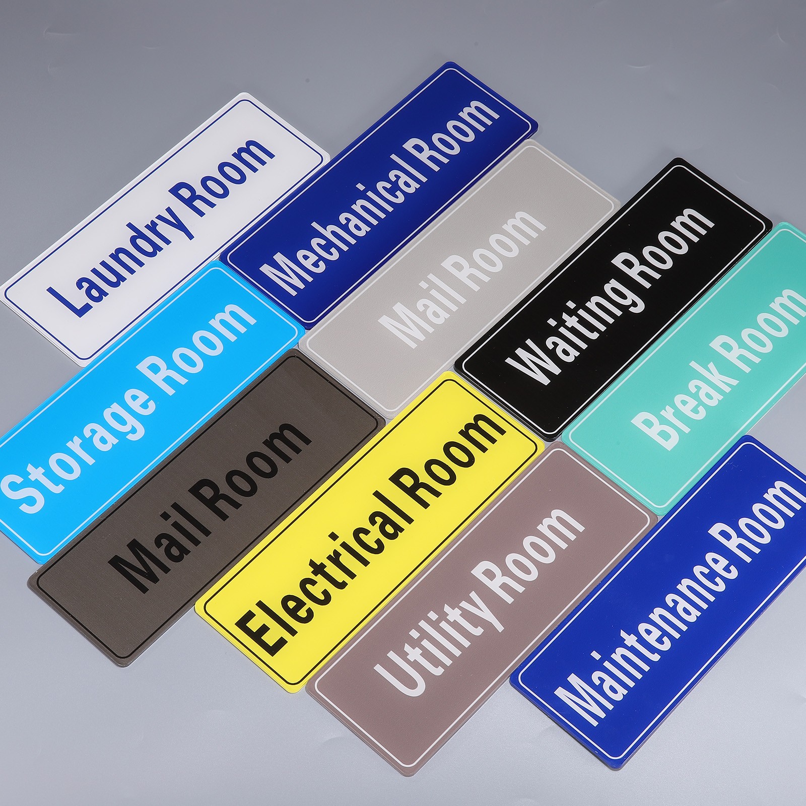 9″x3″ Storage Room, 1Pcs Room Door Sign Self-Adhesive Light Gray with Black Text