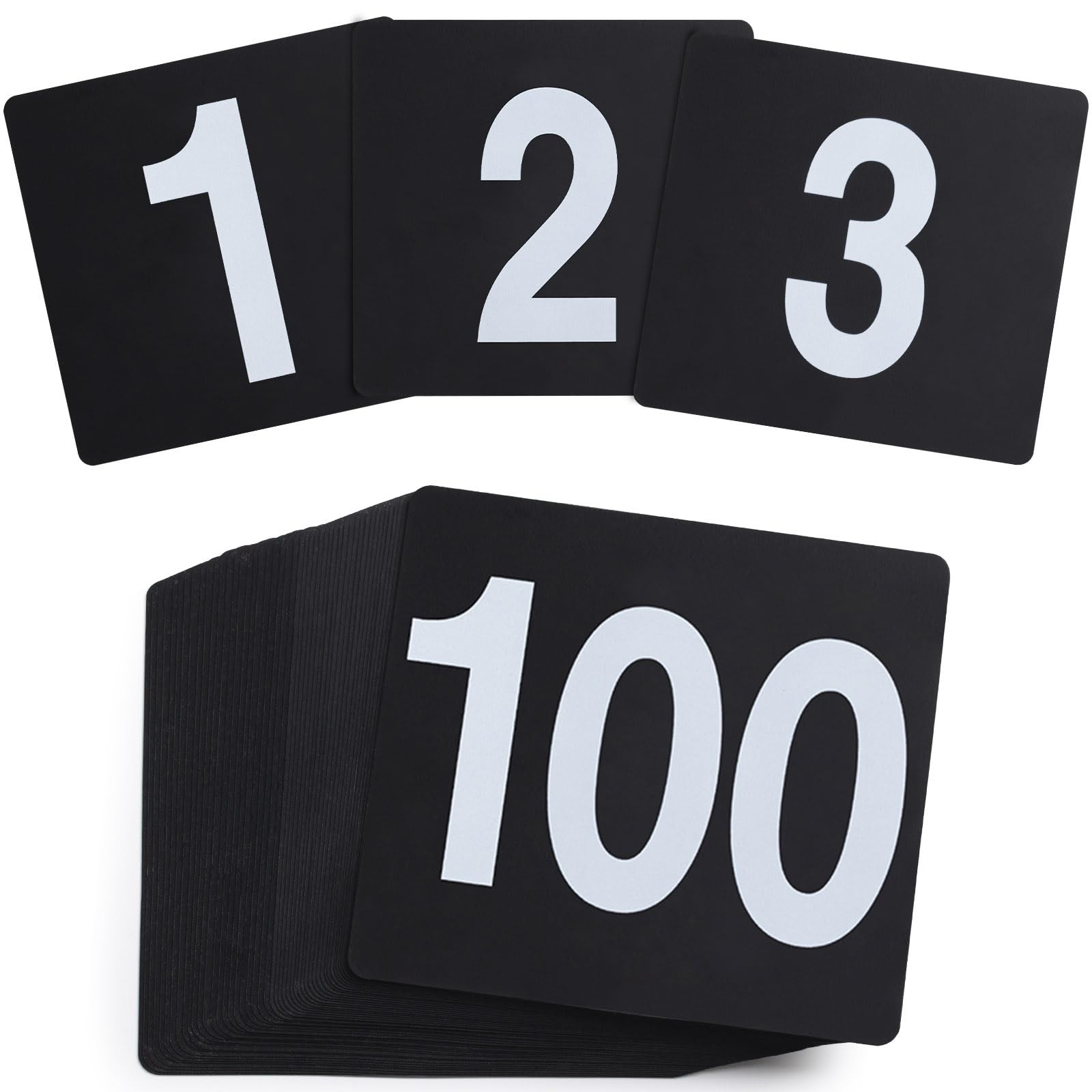 Table Number Cards 1-100, Double Sided Restaurant Table Numbers, 3.5″ Plastic…
