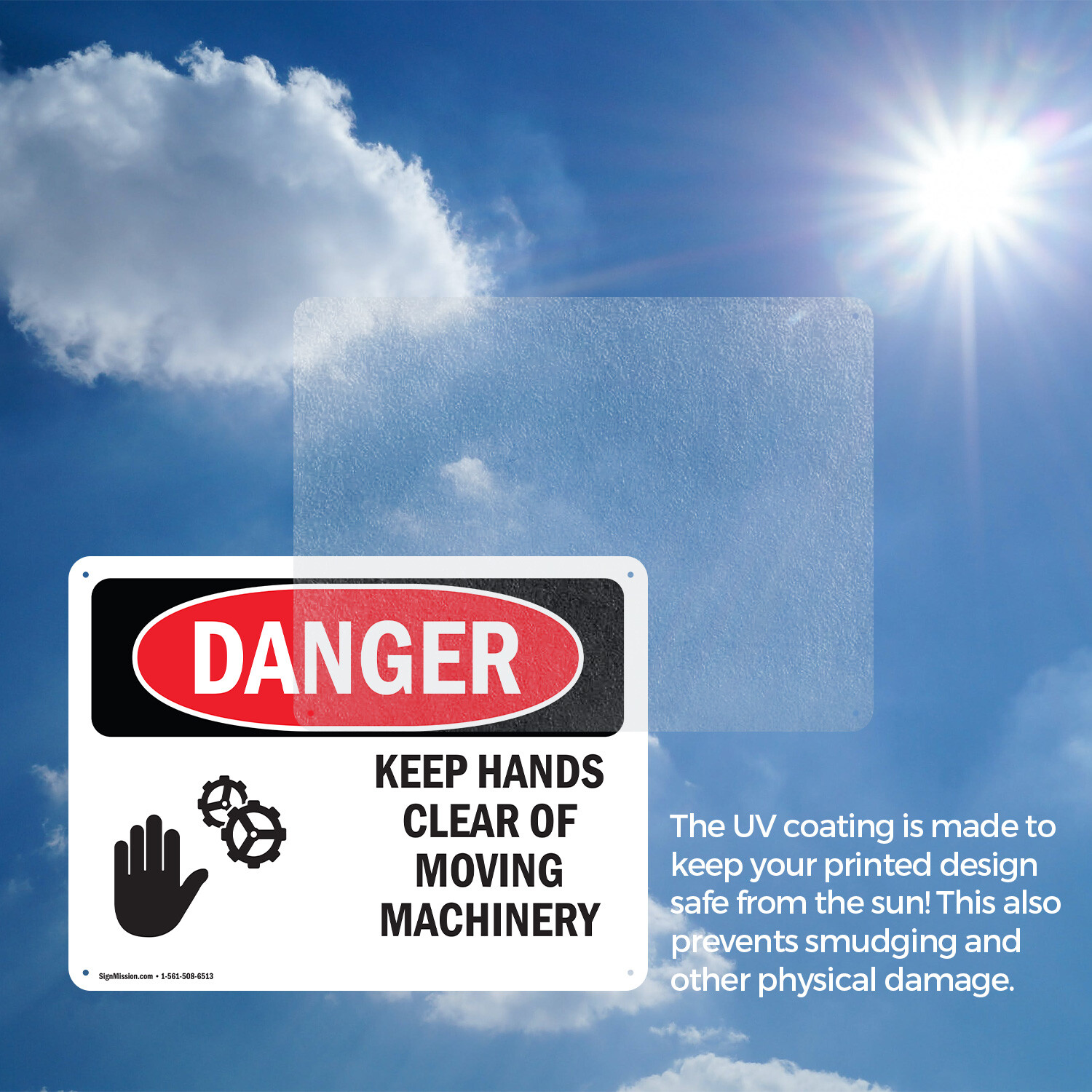 (2 Pack) Keep Hands Clear Of Moving Machinery OSHA Danger Sign Decal Metal