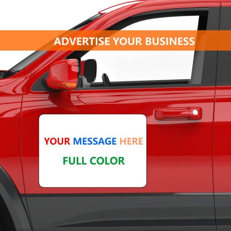 “Blank Car Door Magnets 18×12″” 2-Pack DIY Vehicle Sign White Rounded”