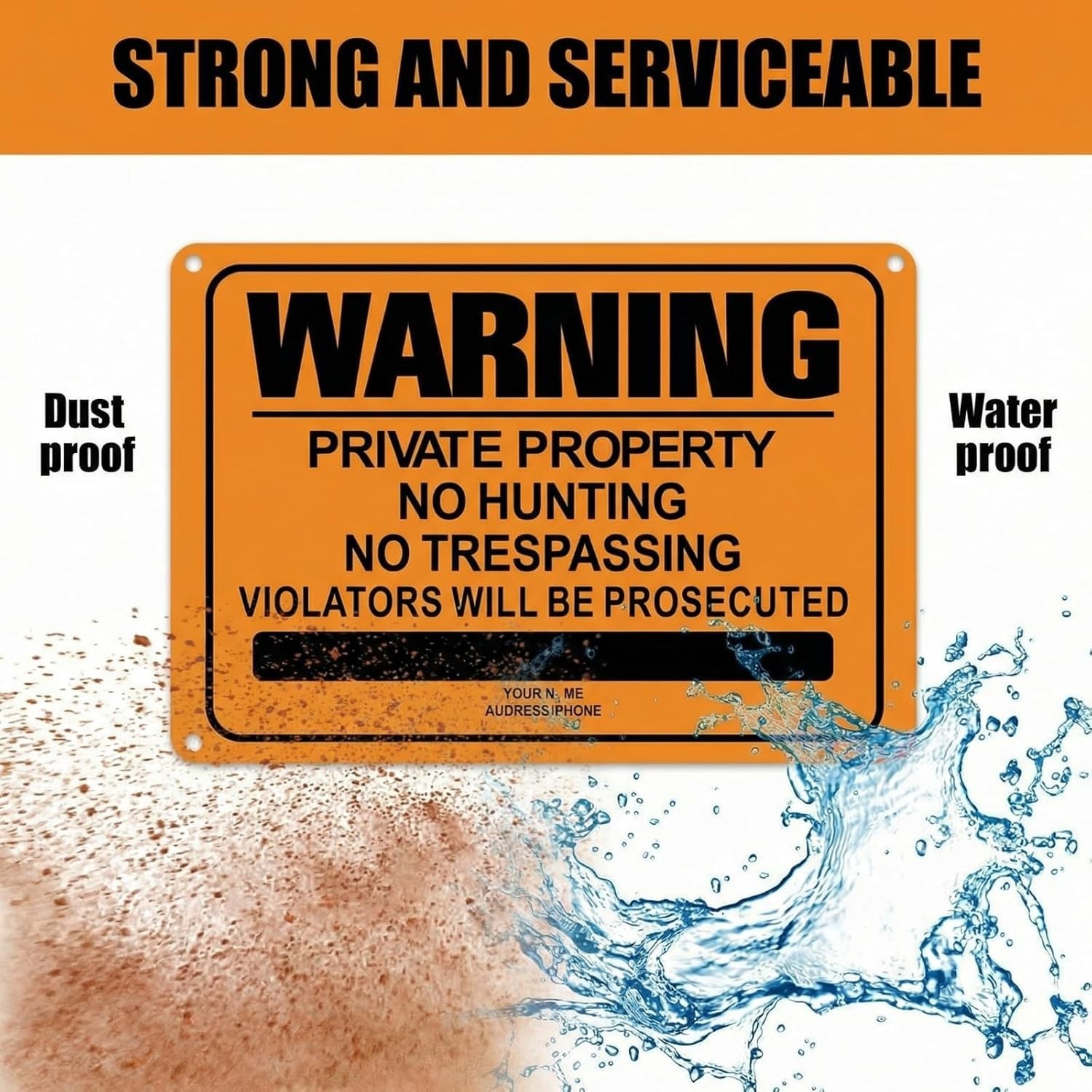 No Hunting No Trespassing Signs 8 Pack Reflective Metal Private Property Orange