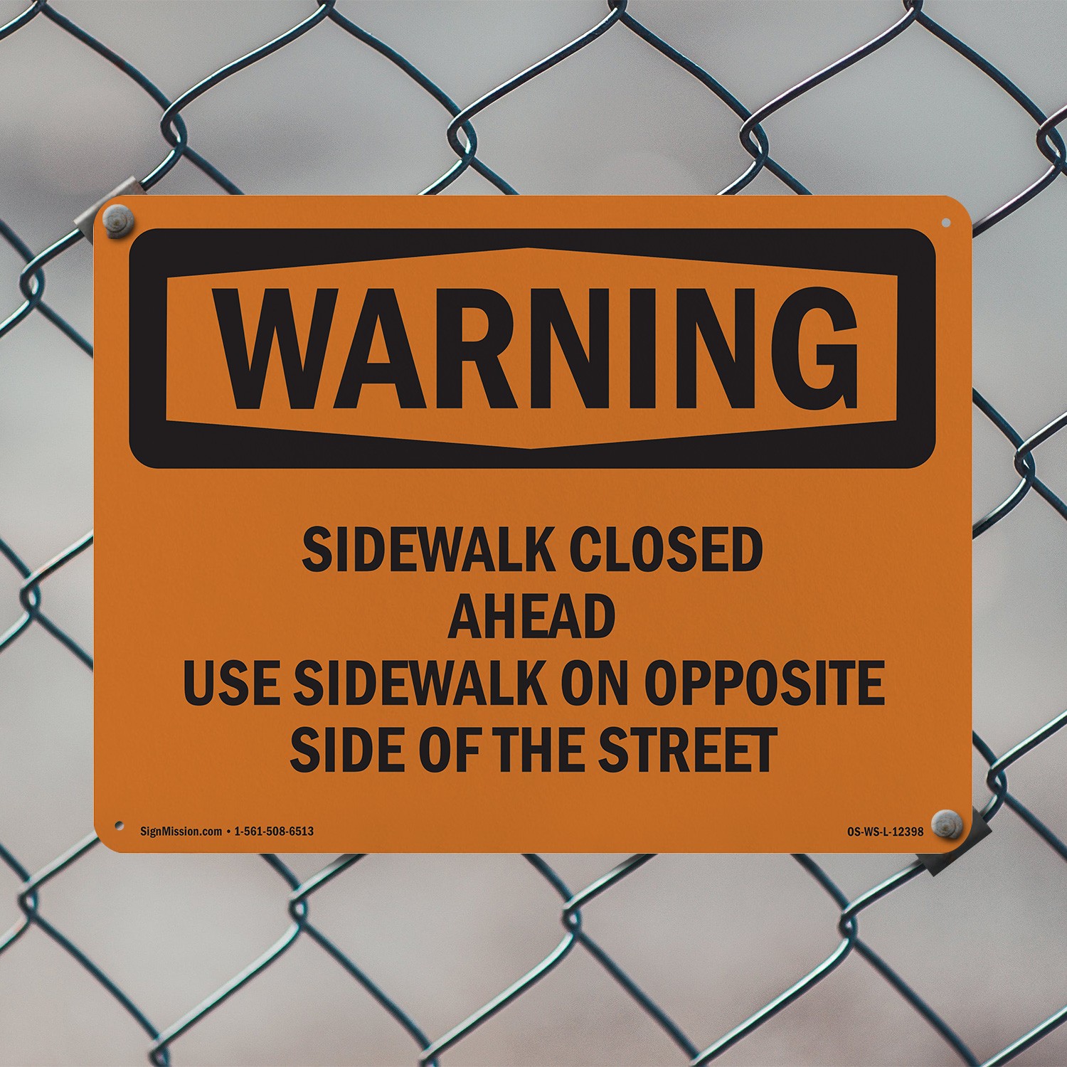 Sidewalk Closed Ahead Use Sidewalk On Opposite OSHA WARNING Sign – 5 or 10 Pack