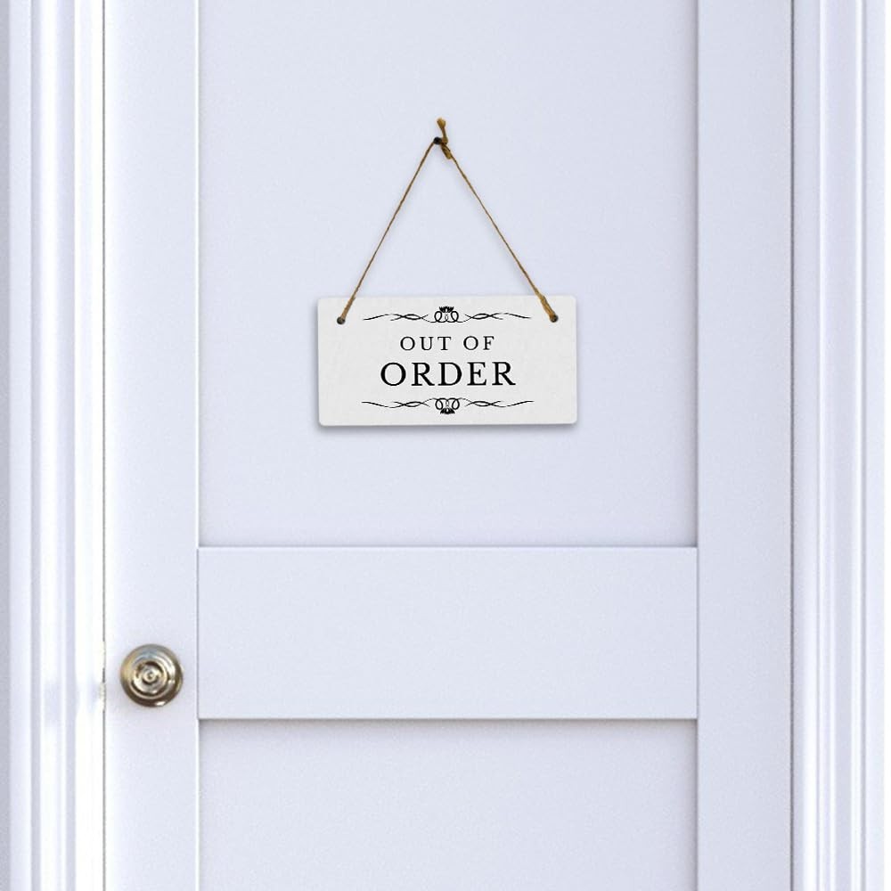 Out Of Order 5″ x 10″ Hanging Wall or Door Sign | Rustic Twine