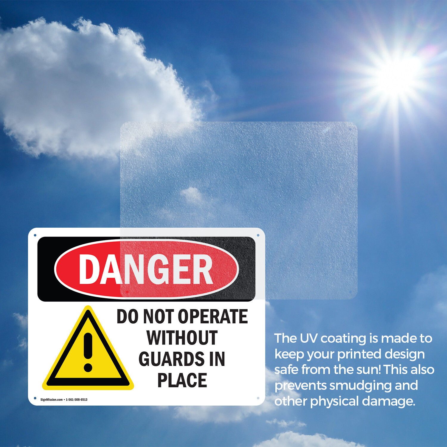 (2 Pack) Do Not Operate Without Guards In Place OSHA Danger Sign Decal Metal