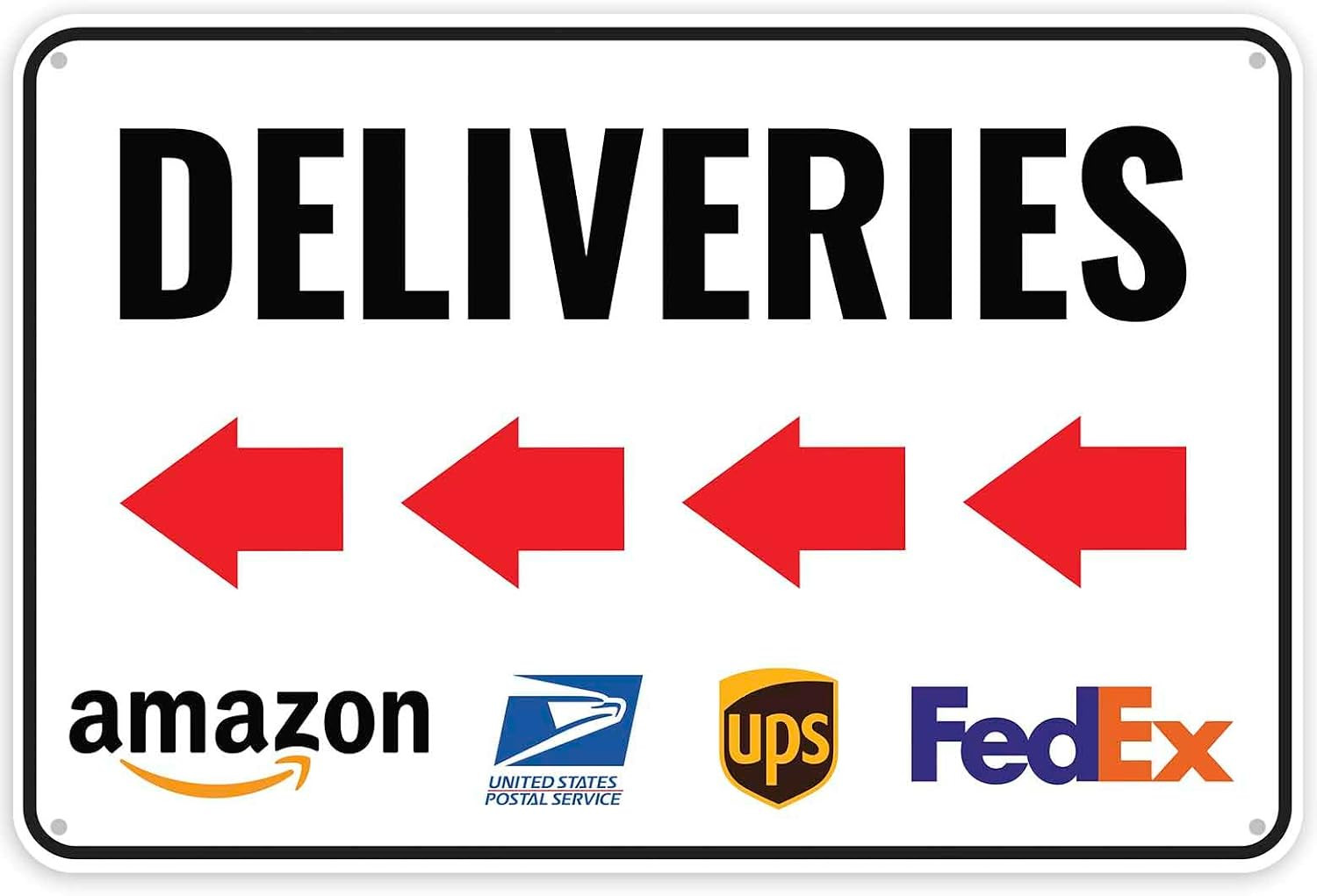 1PC Deliveries Sign Left Arrow, 12 X 8 Inches – Aluminum – Package Delivery Sign