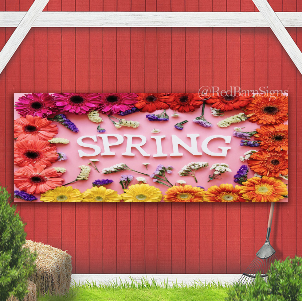 Hello Spring Time 001 One-Sided Banner Sign with Grommets