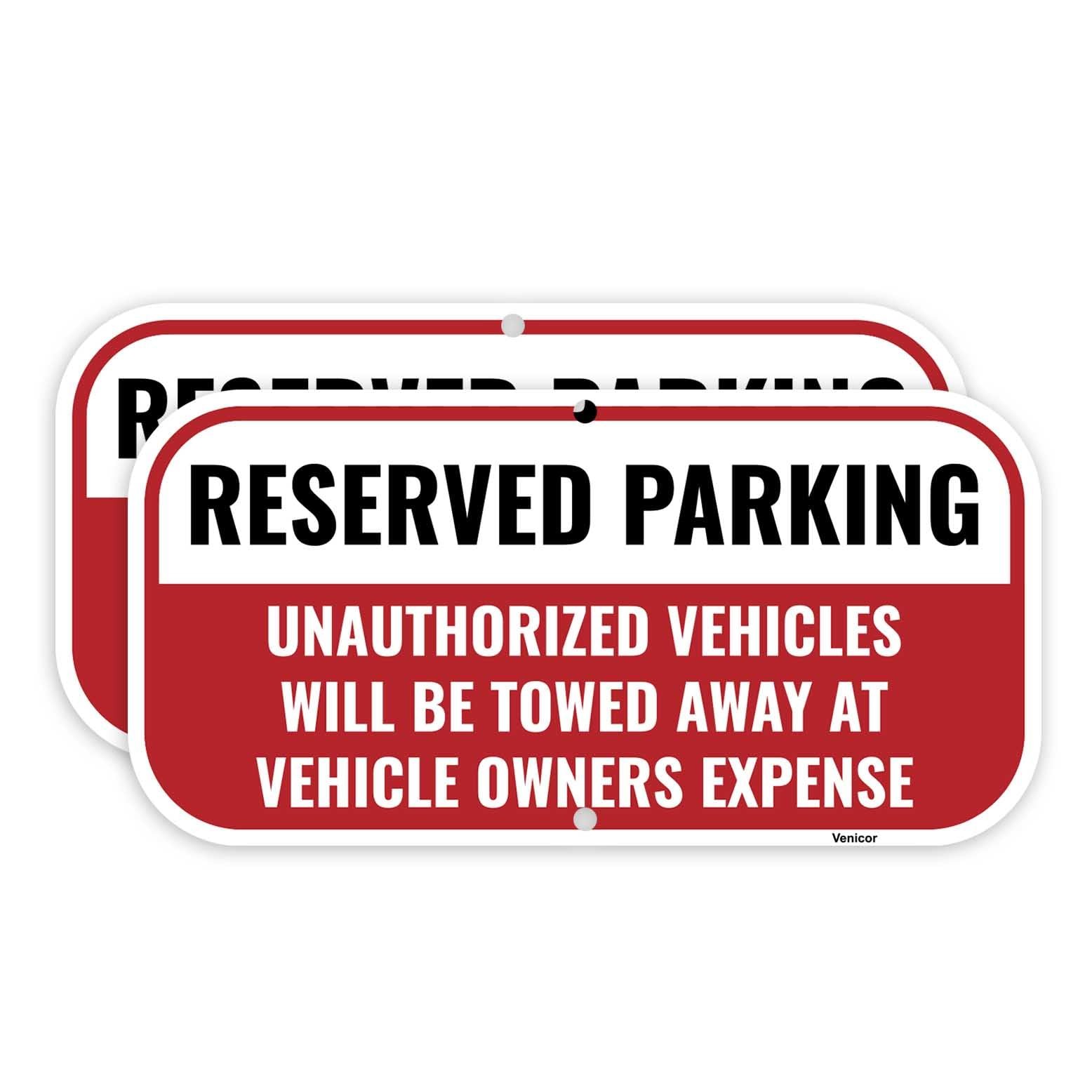 2 PCS 12×6 Inch Aluminum Reserved Private Parking Only Metal Sign Rustproof
