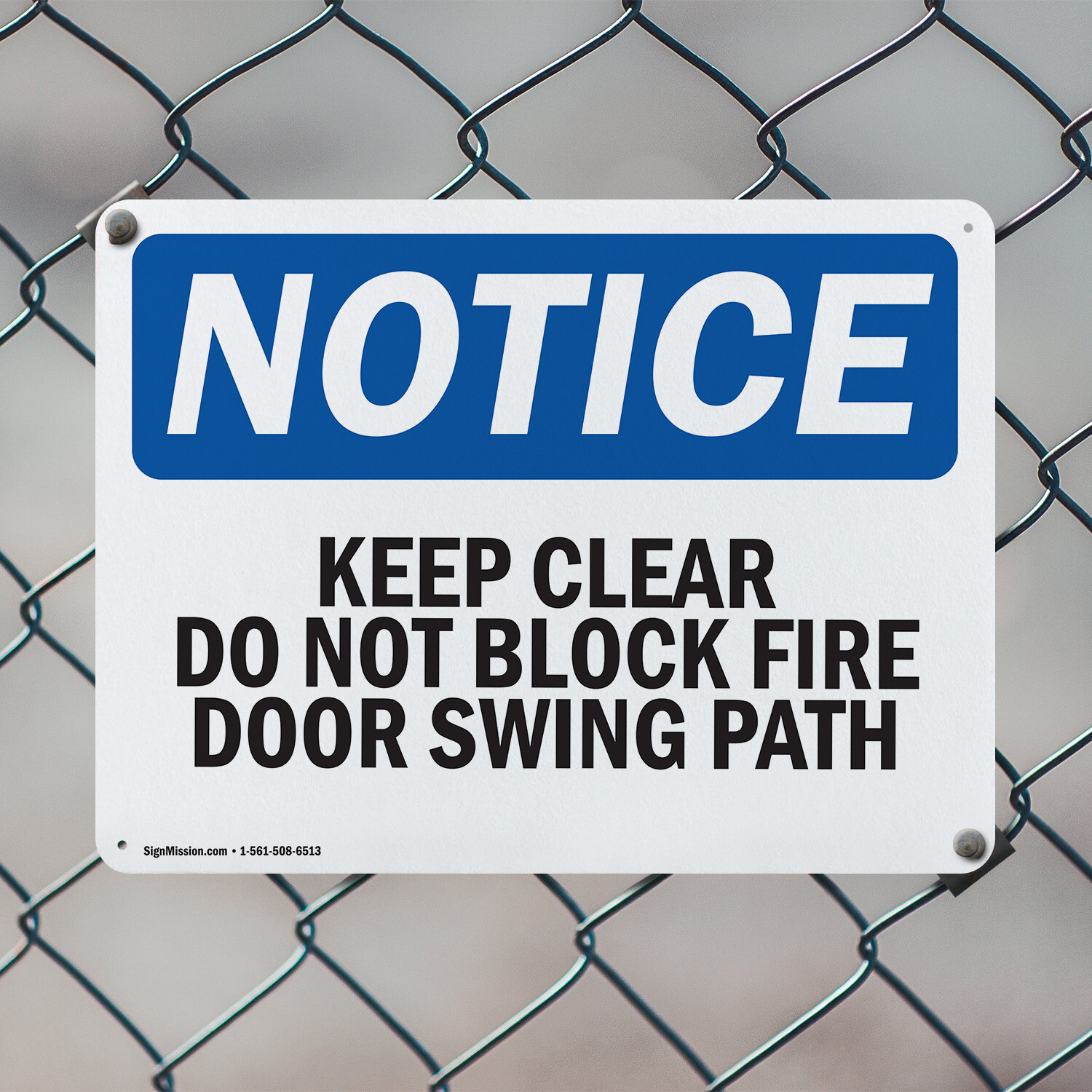 (2 Pack) Keep Clear Do Not Block Fire Door Swing Path OSHA Notice Sign Decal