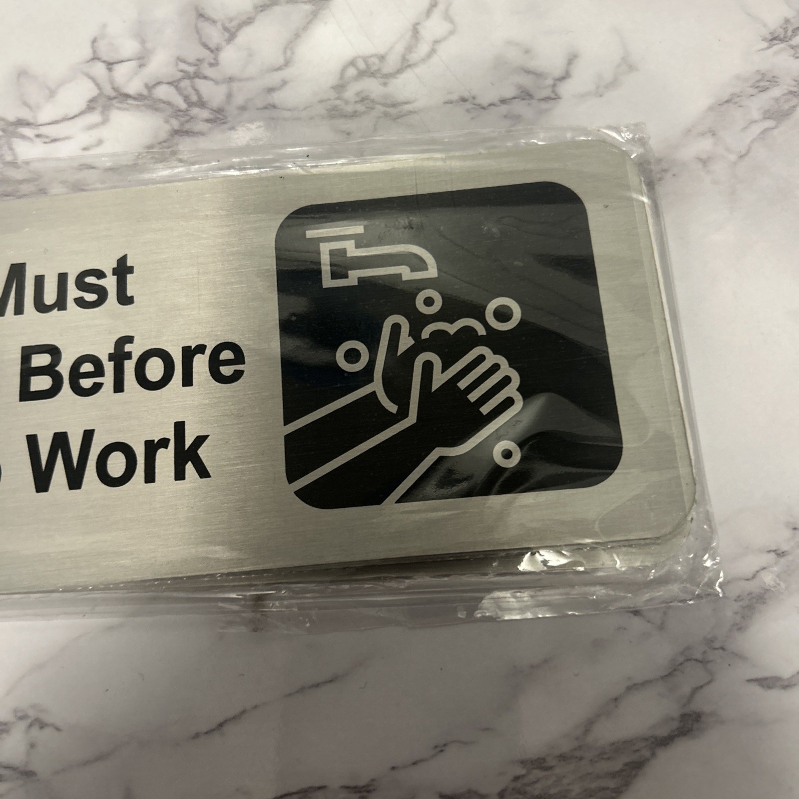 4 Pack Employees Must Wash Hands Sign 3 by 9 for Restaurant’s Restroom & Kitchen