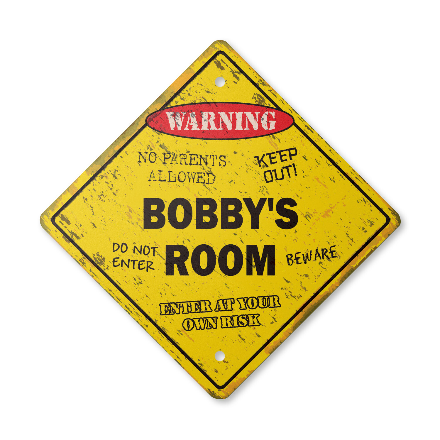 Bobbys Room Plastic Sign Vintage Crossing Xing kids bedroom door children’s name
