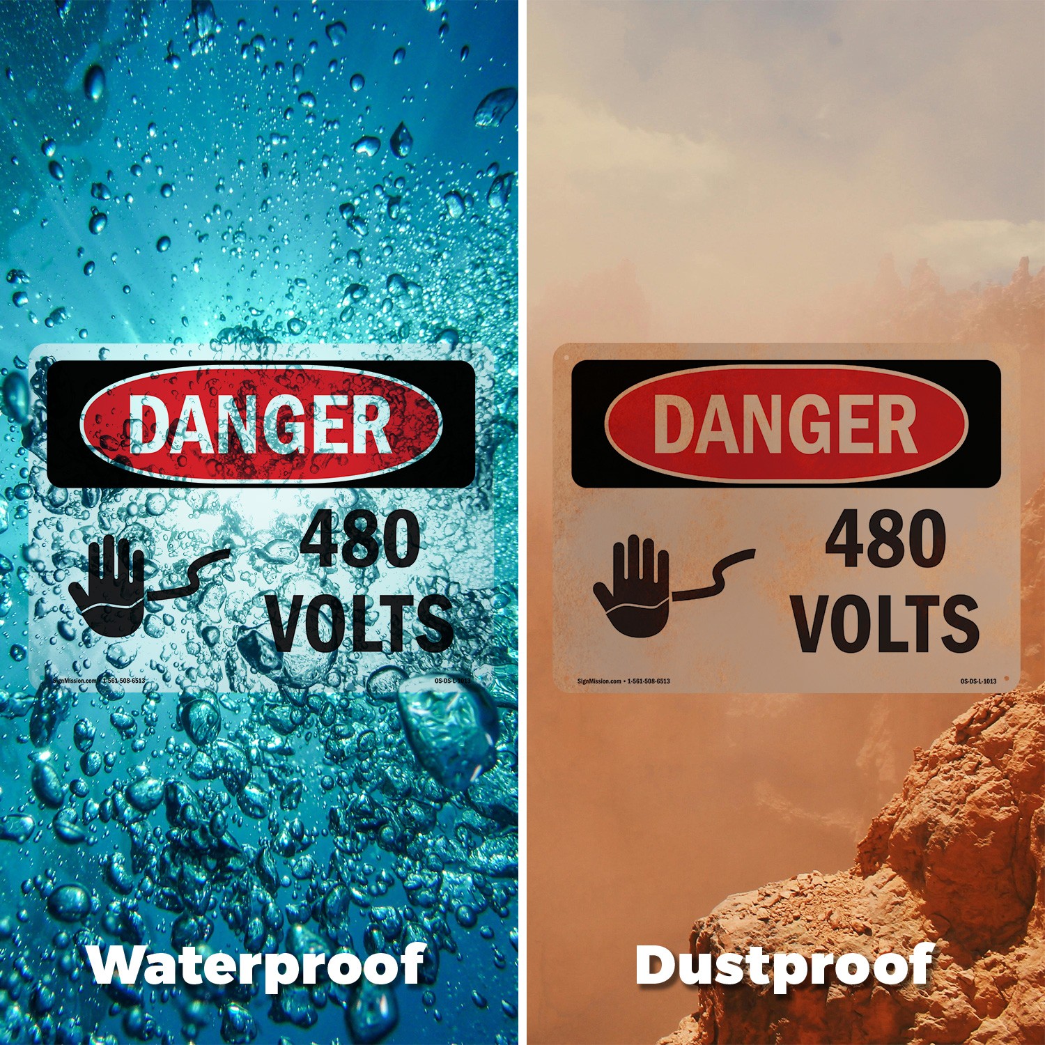 480 Volts OSHA Danger Sign Metal, Plastic, Or Decal – 5 or 10 Pack