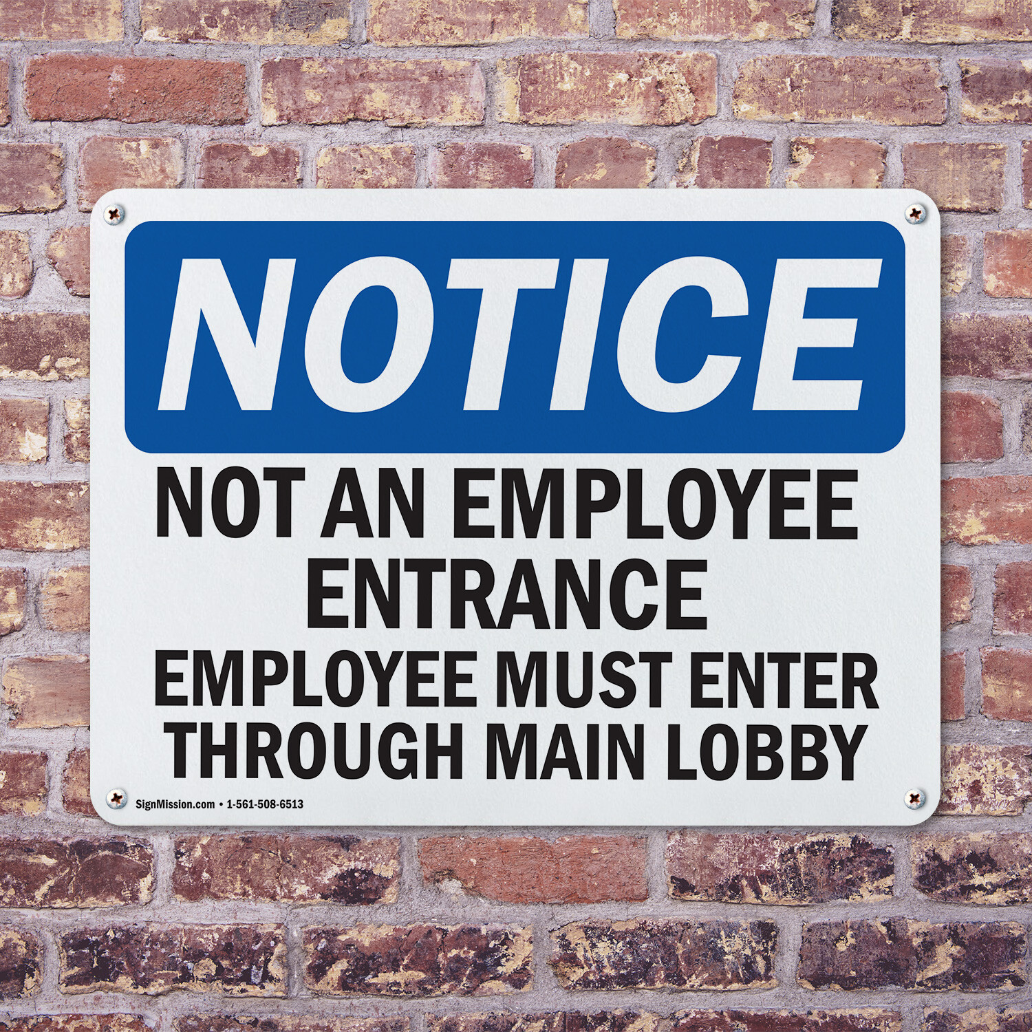 (2 Pack) Not An Employee Entrance Employees Must OSHA Notice Sign Decal Metal