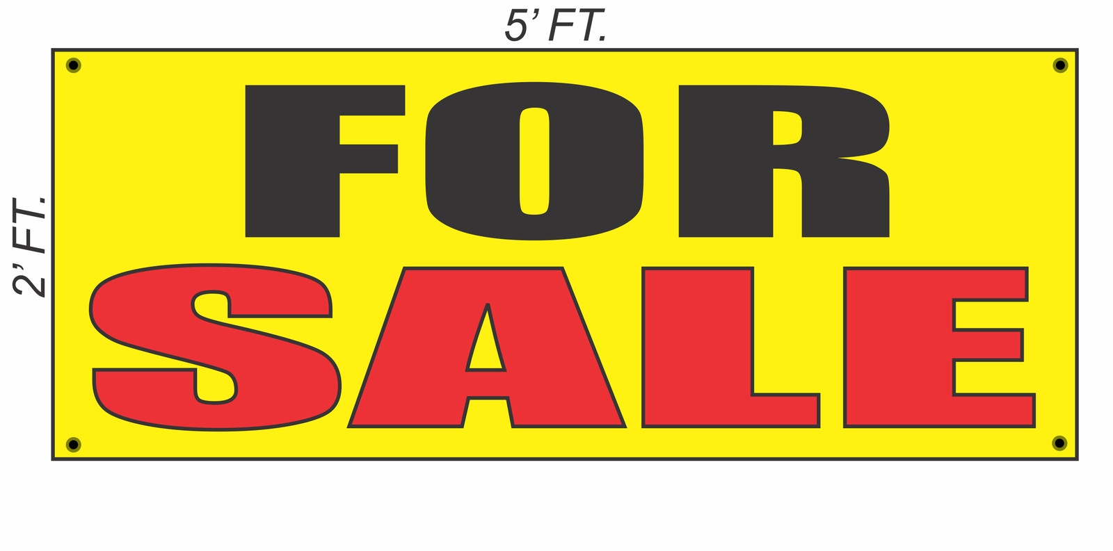 FOR SALE Banner Sign Yellow with Red & Black