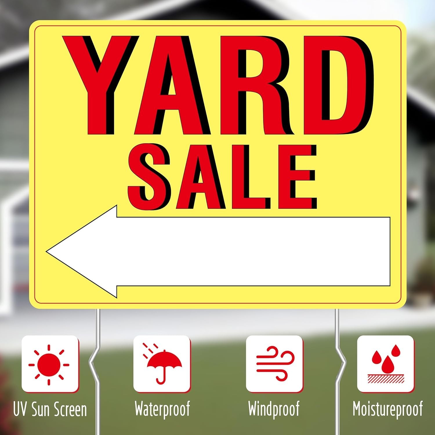 3PCS Double Sided Yard Sale Signs with Metal Stakes and Price Labels Included