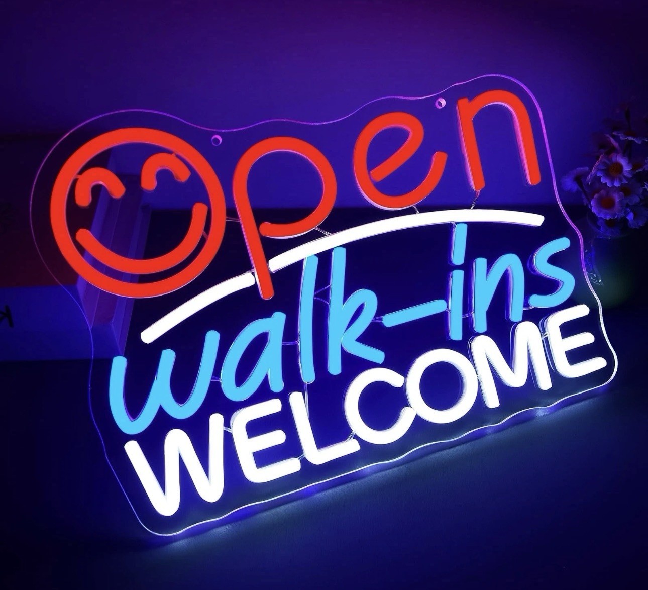 Open Walk Ins Welcome Neon Sign for Wall Decor Dimmable Open LED Signs for Bu…