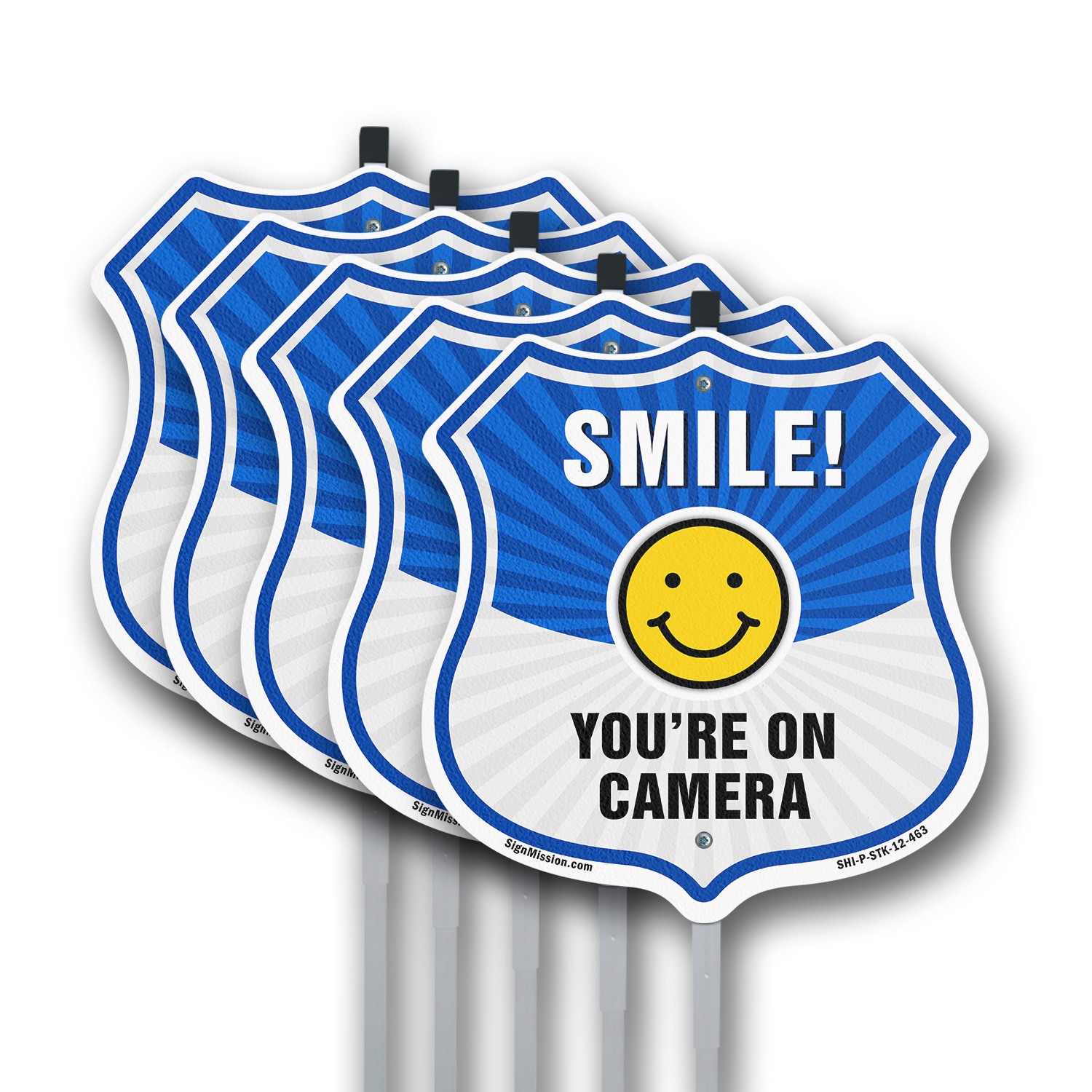 Smile You’re On Camera Shield Sign Smile You’re On Camera Shield Sign With Stake
