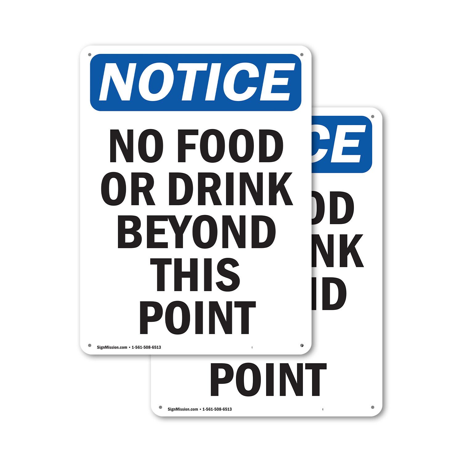 (2 Pack) No Food Or Drink Beyond This Point OSHA Notice Sign Decal Metal Plastic