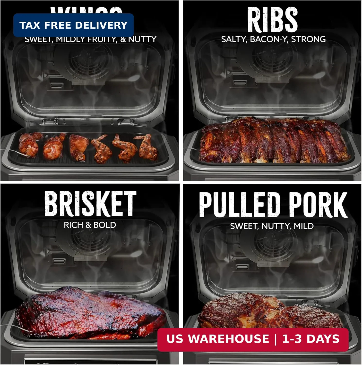 Kona Wood Pellets Brisket, Ribs, Wings,and Pulled Pork Blend Variety Pack, Inten