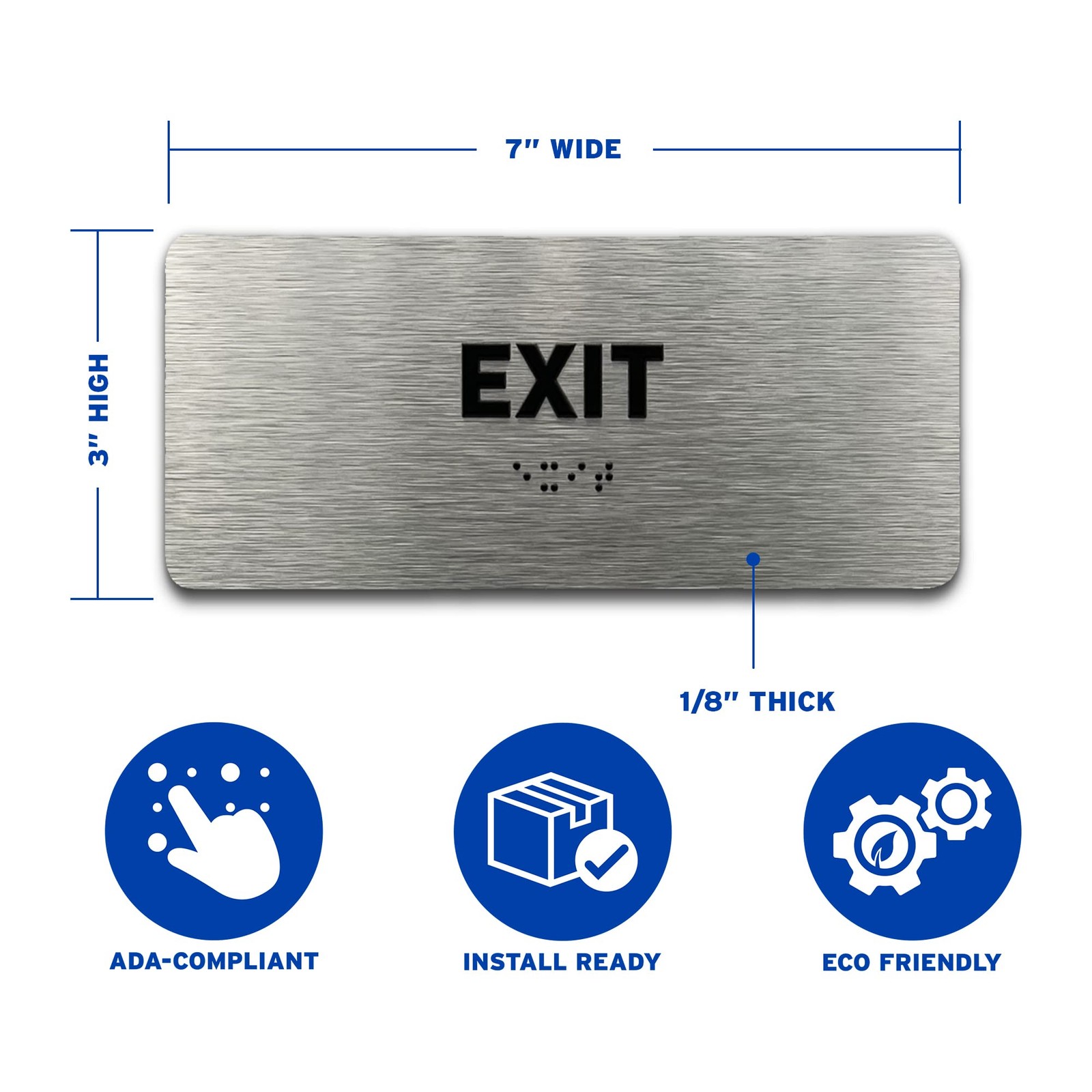 Exit Identification Sign – ADA Compliant Sign, Raised Icons, Raised Braille, …