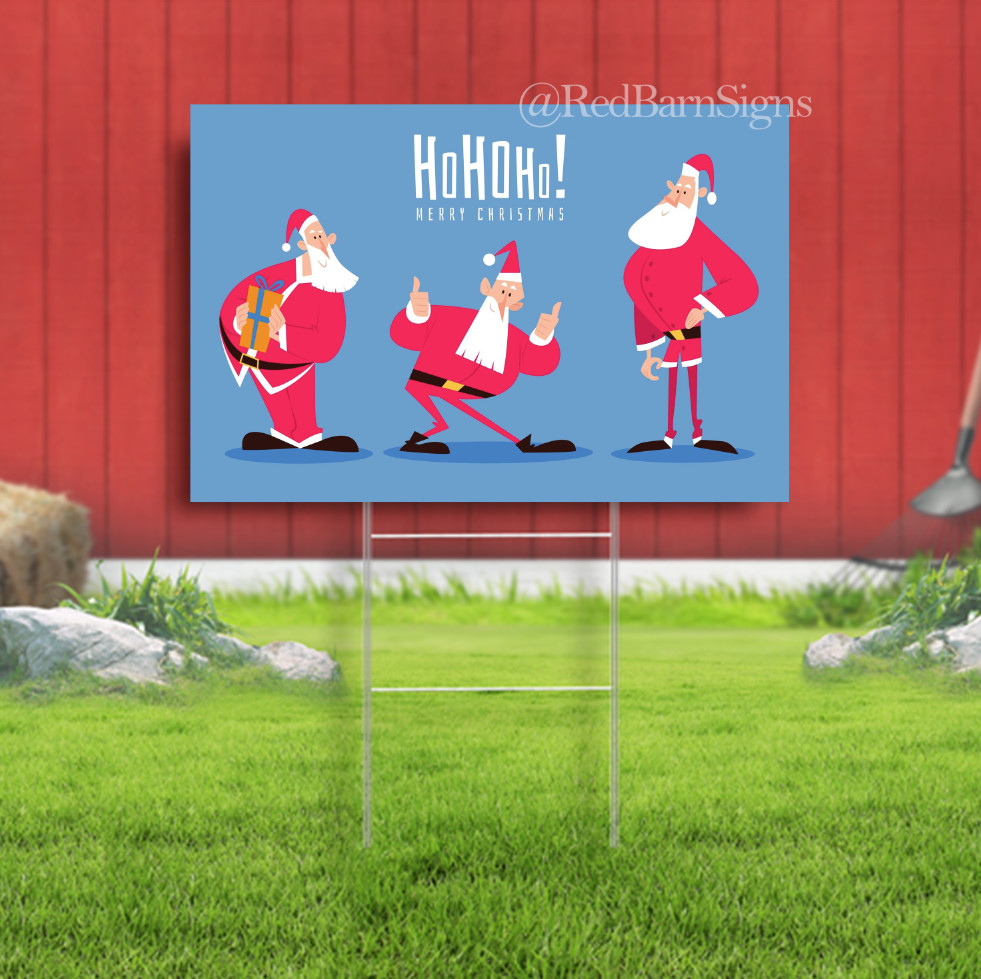 Santa Claus characters Merry Christmas Lawn Yard Sign Single-Sided with metal H-