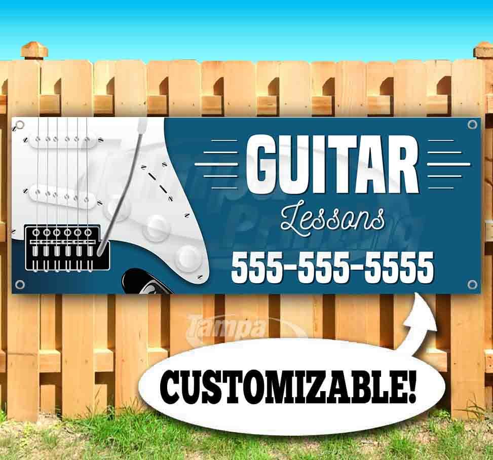 GUITAR LESSONS CUSTOM PHONE # Advertising Vinyl Banner Flag Sign Sizes USA MUSIC