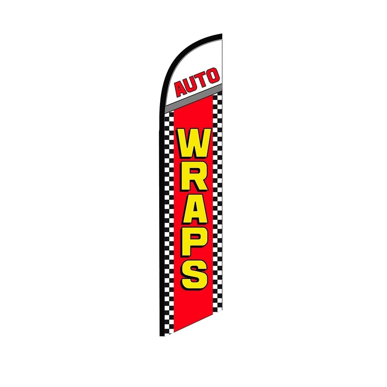 Auto Wraps Red Swooper Flutter Feather Flag | 3ft W x 11.5ft Tall