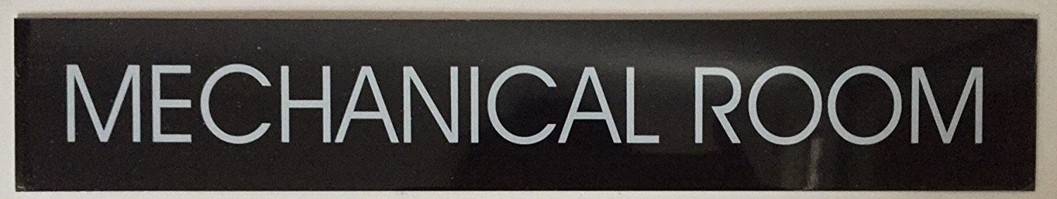 MECHANICAL ROOM SIGN (BLACK ALUMINUM 2X11.75)-REF24-1027