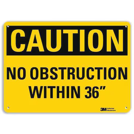 LYLE U4-1542-RA_14X10 Safety Sign, No Obstruction, 10inH x 14inW