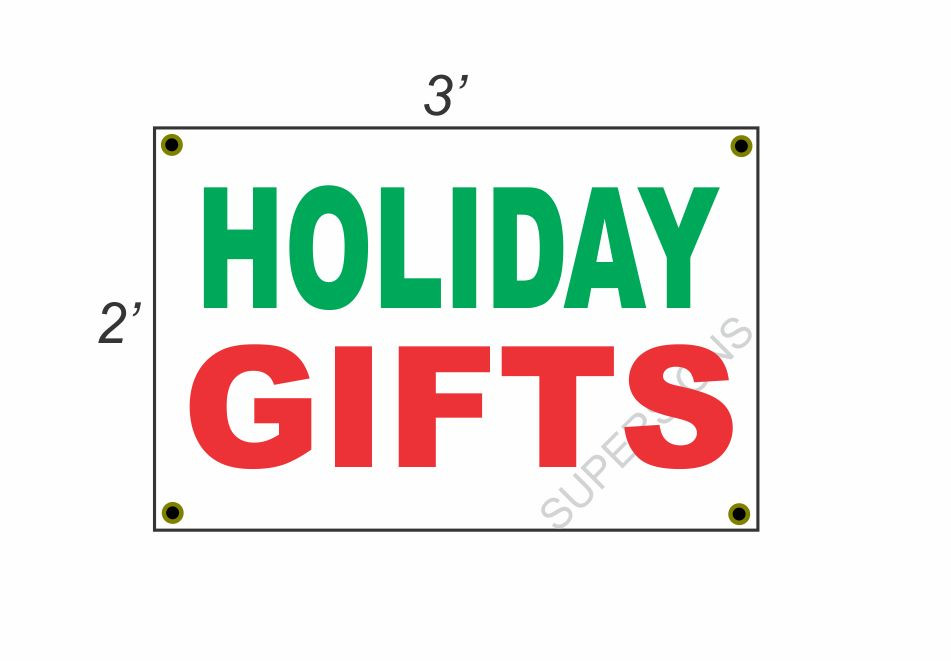 2×3 HOLIDAY GIFTS Red White & Green Banner Sign NEW Discount Size & Price