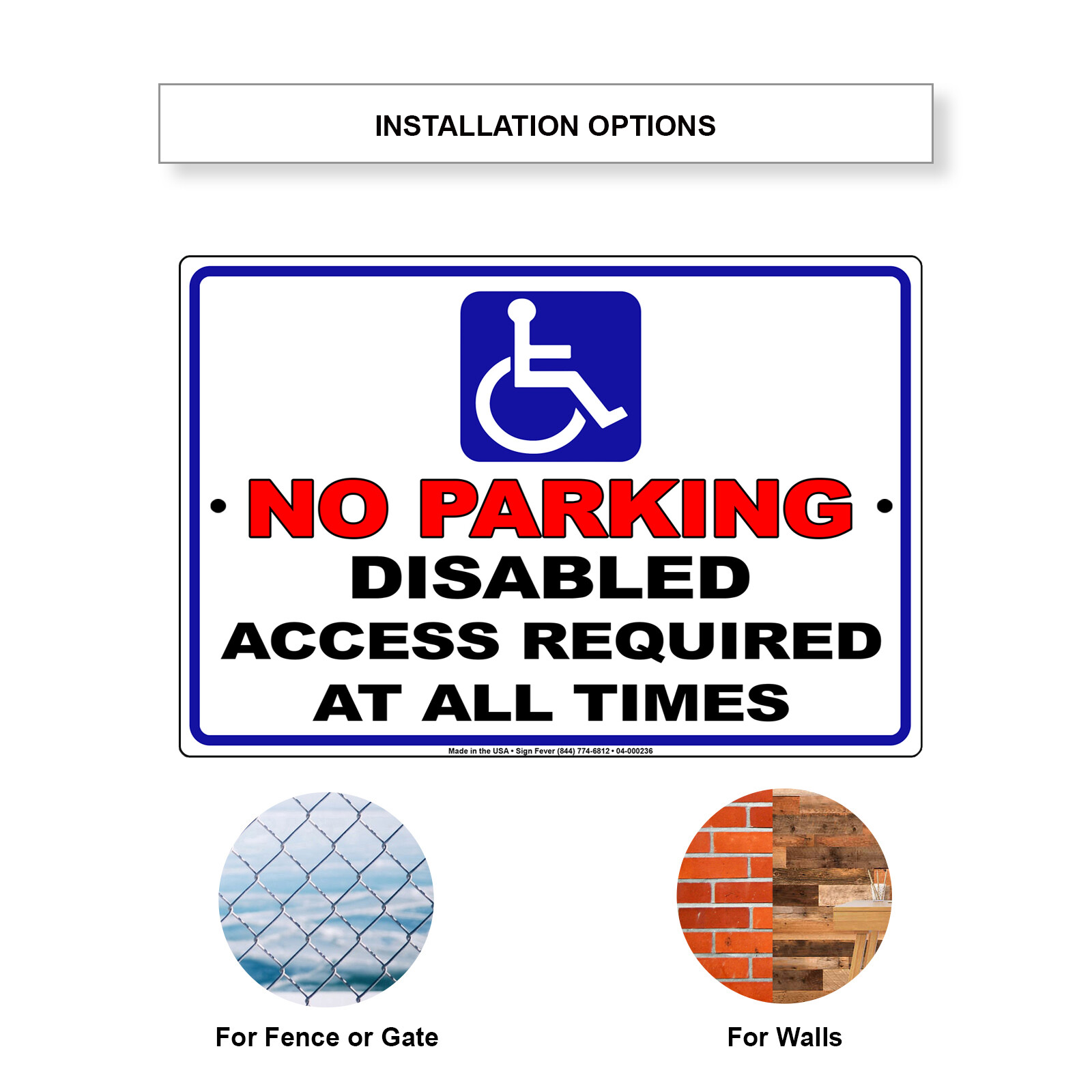 No Parking Disabled Access Required At All Times Novelty Aluminum Metal Sign