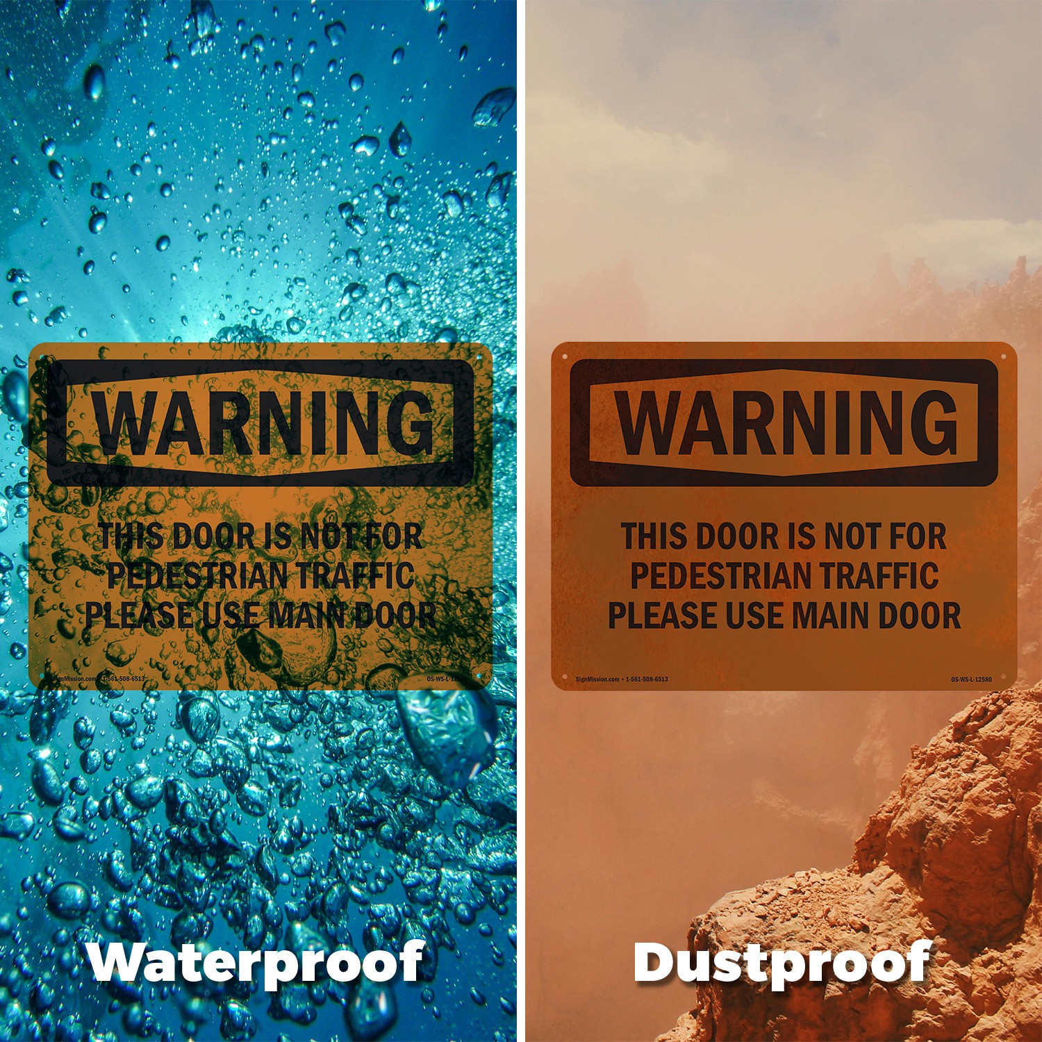 Door Not For Pedestrian Traffic Use Main OSHA WARNING Sign, Decal 5 or 10 Pack