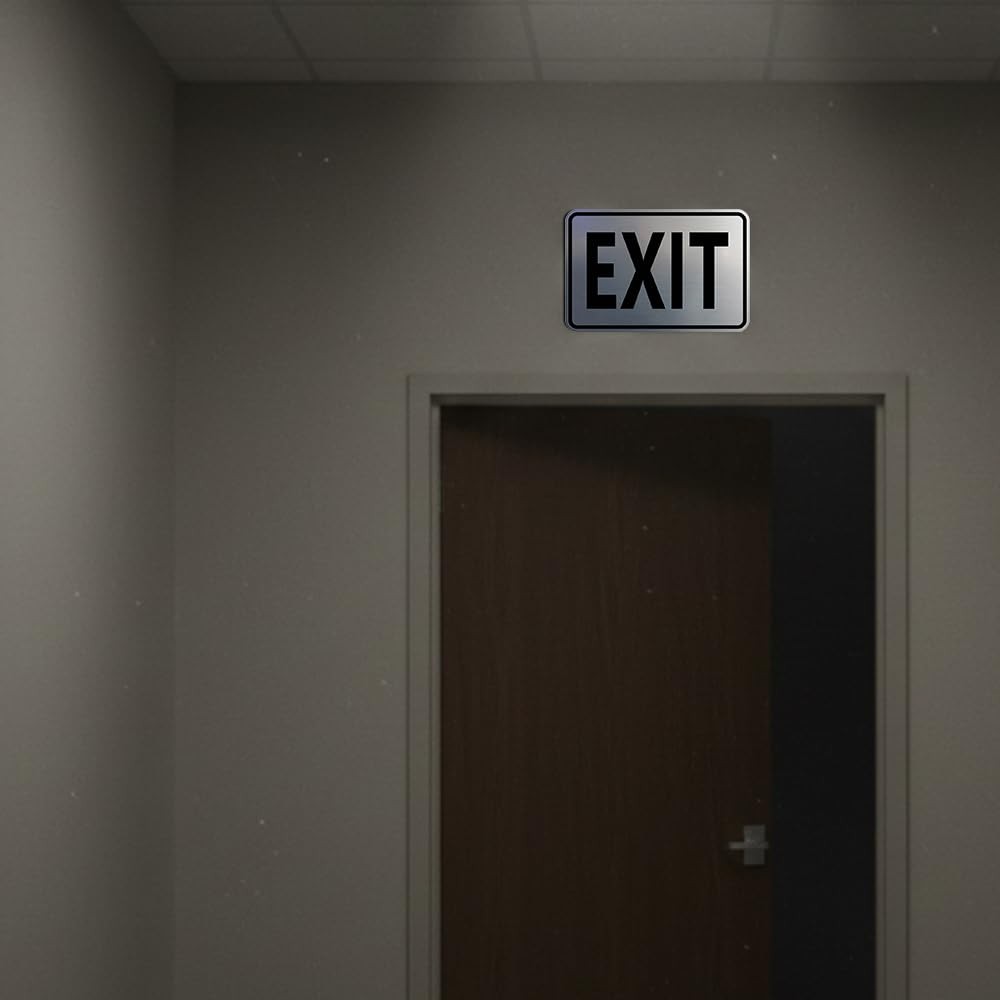 Classic Framed Exit Sign Large Brushed Gold Wall Door Directional Signage