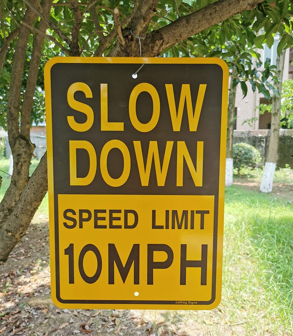 2 PCS Slow Down Speed Limit 10 MPH Sign 17×12 Inch Reflective Aluminum