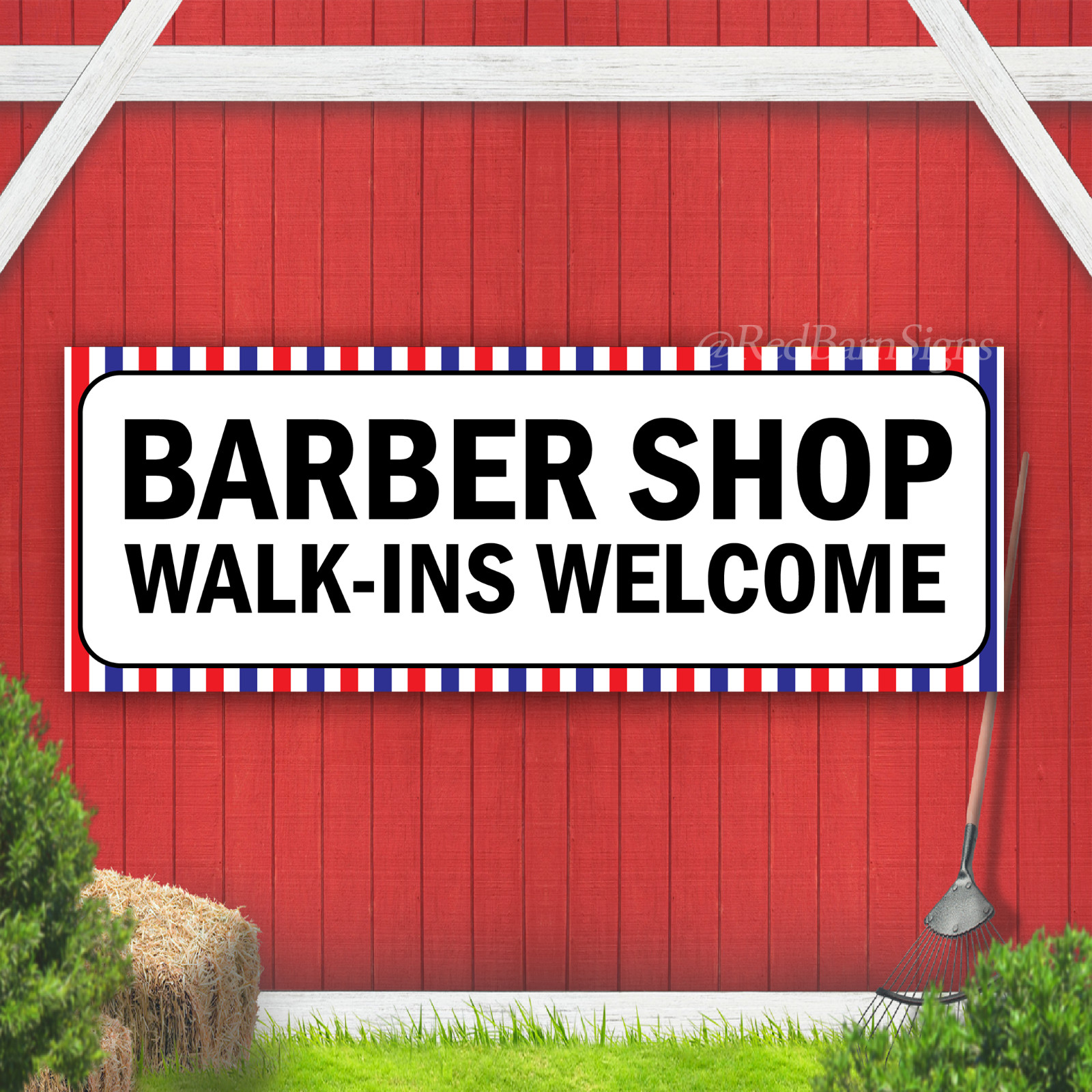 Barber Shop Walk-ins Welcome Indoor Outdoor Vinyl Banner Design