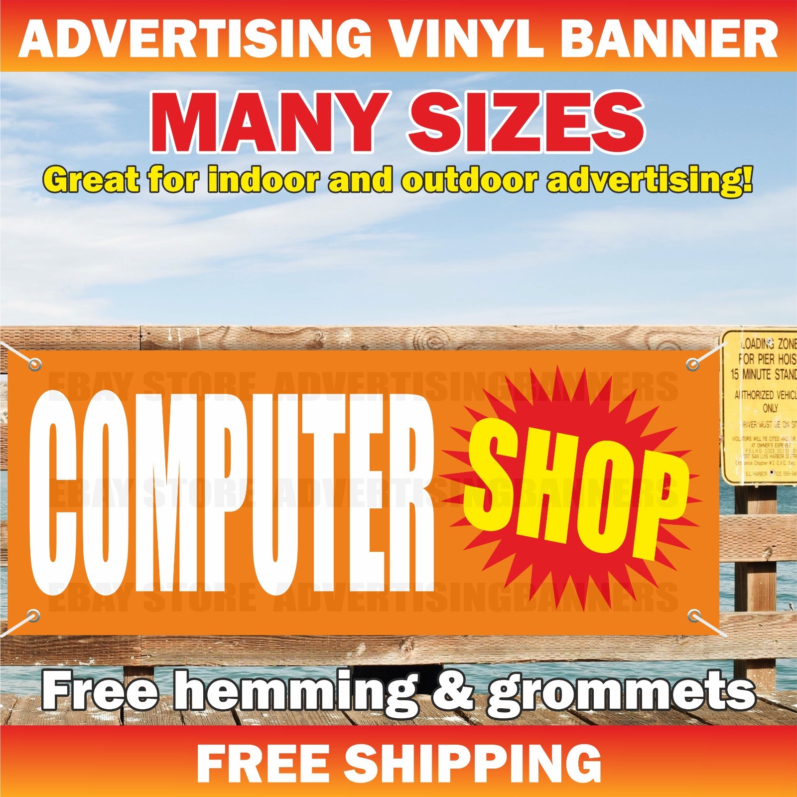 COMPUTER SHOP Advertising Banner Vinyl Mesh Sign Electronics Store Laptops Sale