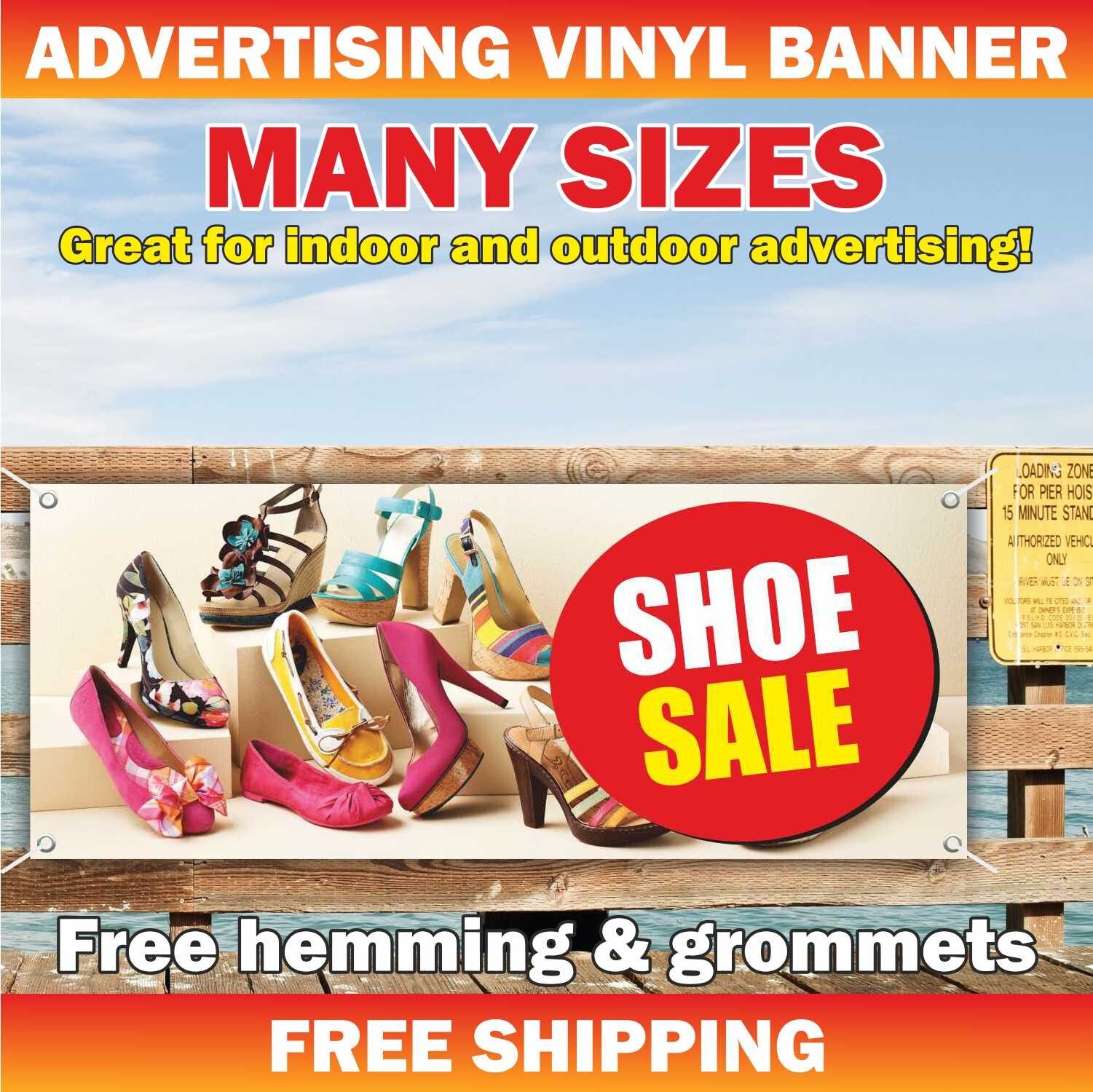 SHOE SALE Advertising Banner Vinyl Sign Service Shoemaker Heels Boots Repair