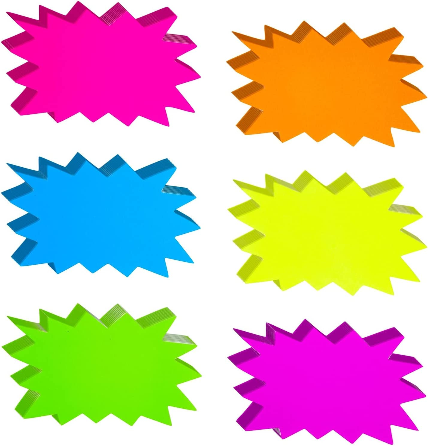 60 Pack Neon Starburst Sale Signs for Retail Store Display, Price Tags, Bulleti