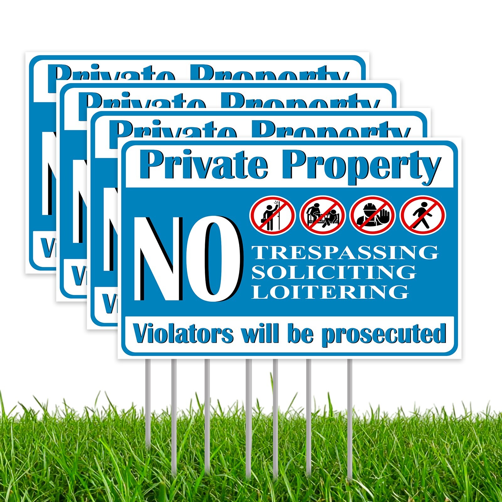 Private Property No Trespassing Signs with H-Stakes, Protect Your Home, Safety