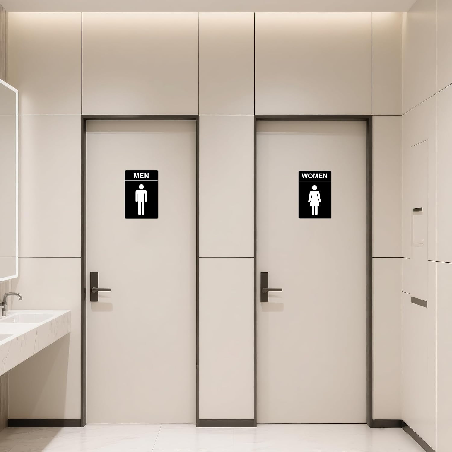 Restroom Sign – (2 Pack) 9″X6″ Women and Men for Business with Strong Self-Ad…