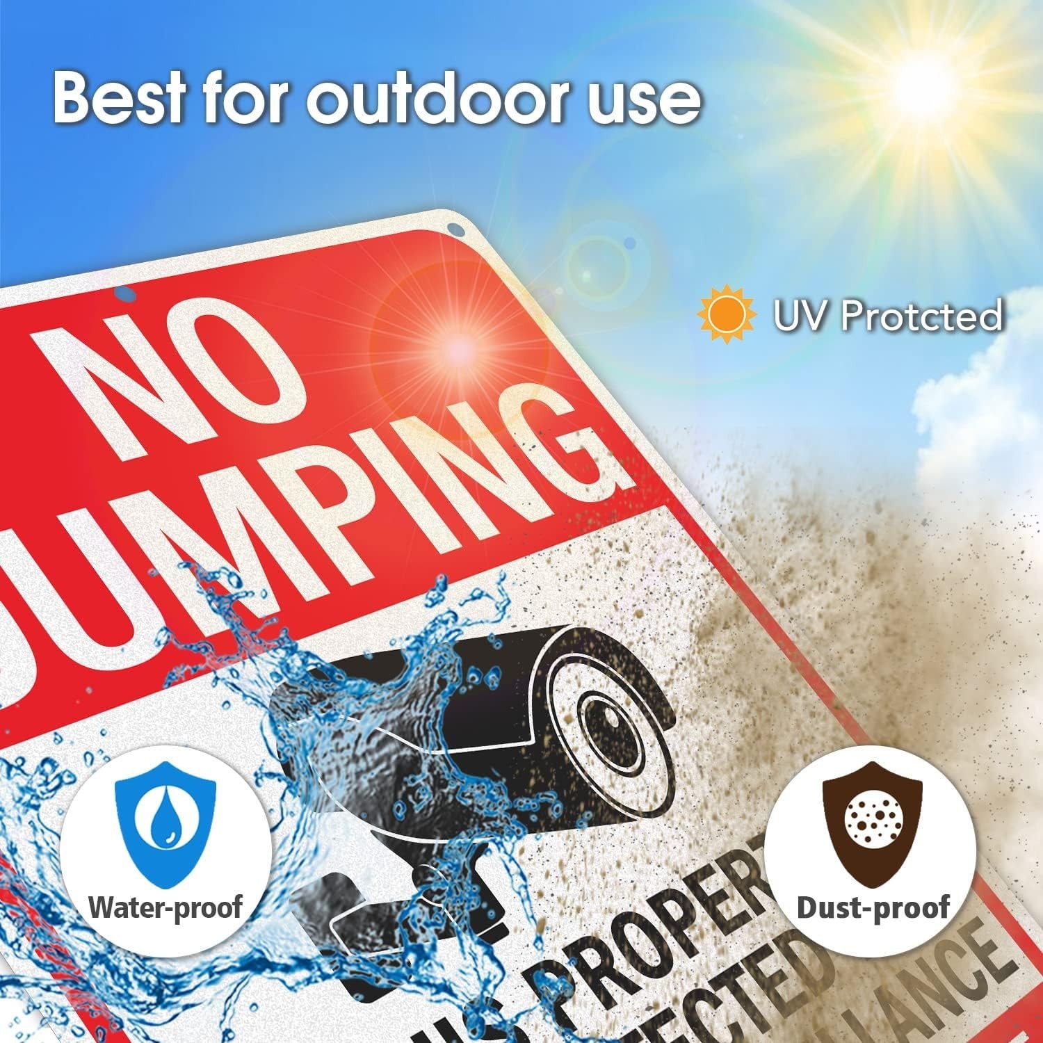 No Dumping Signs 14×10 Inches Aluminum 2 Pack Property Video Surveillance Ref…