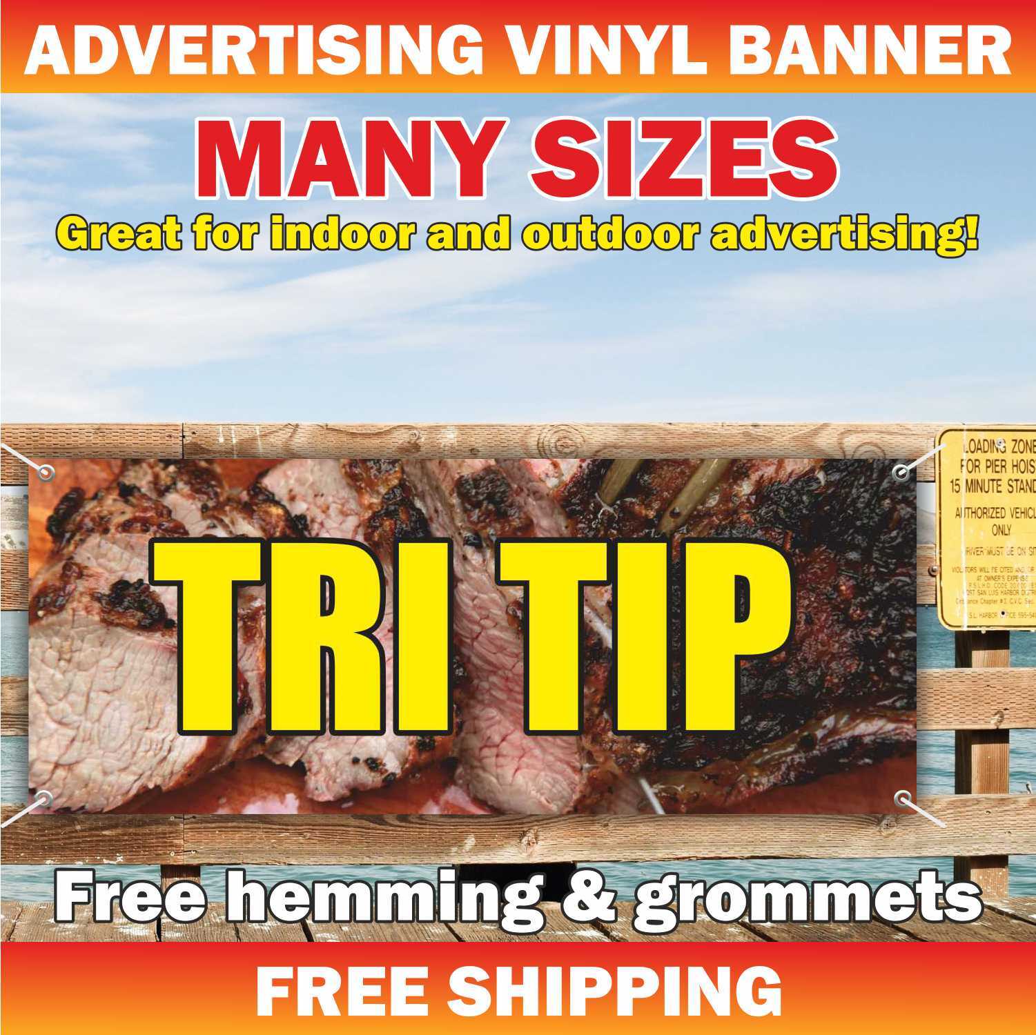 TRI TIP Advertising Banner Vinyl Mesh Sign cuts meat usda steaks roasts chops