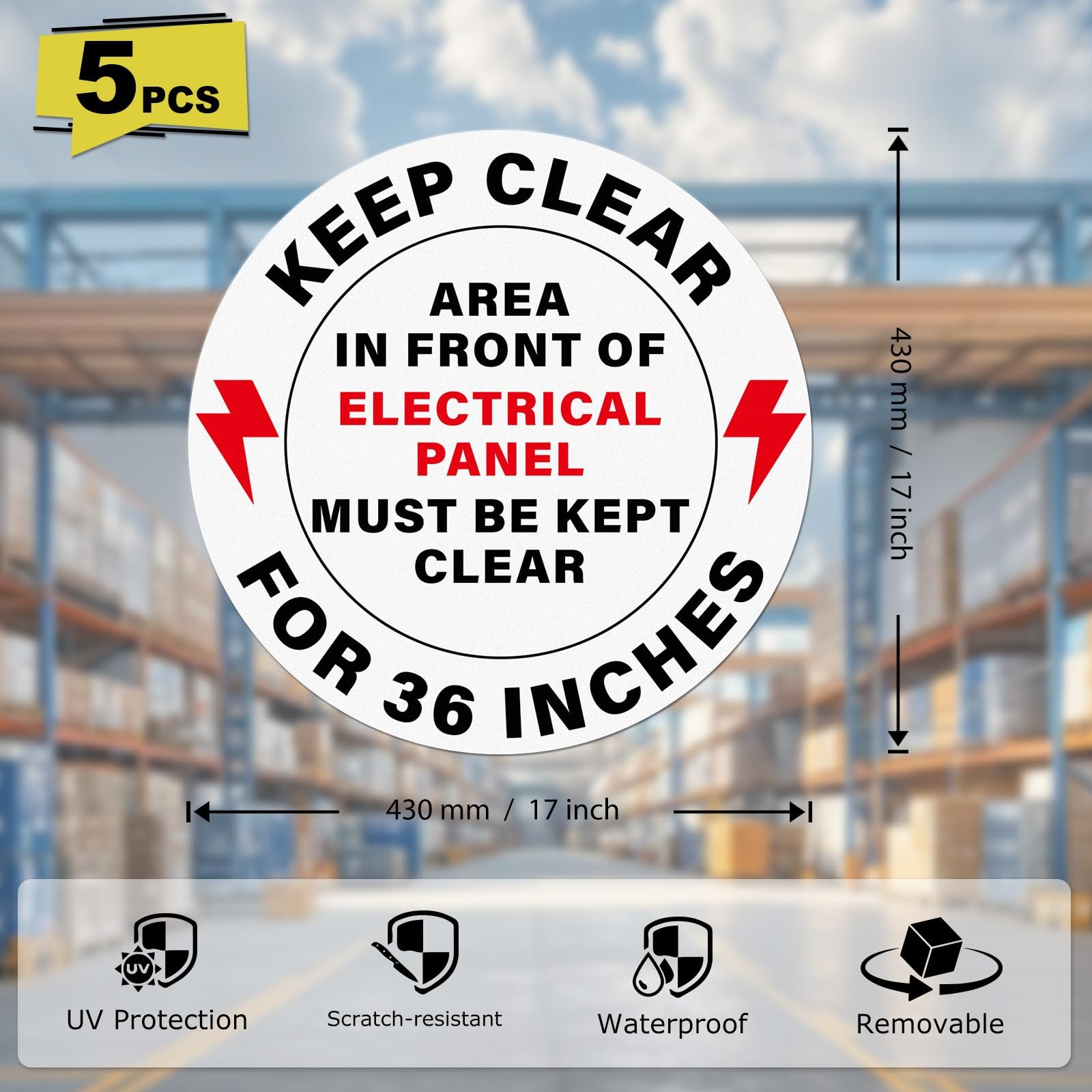 YIKIADA 5 Pack Area In Front Of Electrical Panel Must Be Kept Clear For 36 In…