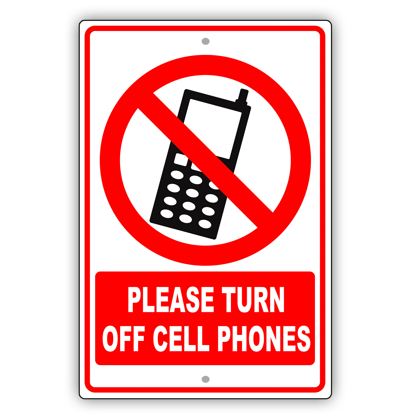 Please Turn Off Cell Phones Security Privacy Policy Notice Aluminum Metal Sign